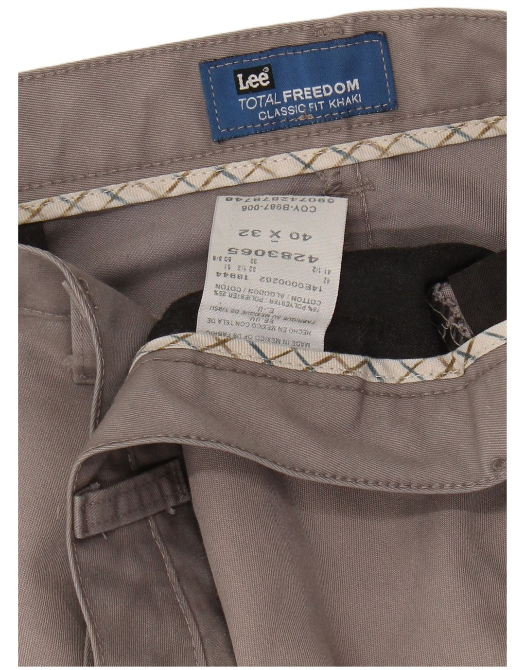 Lee Mens Straight Classic Fit Chino Trousers  W40 L32 Grey Polyester