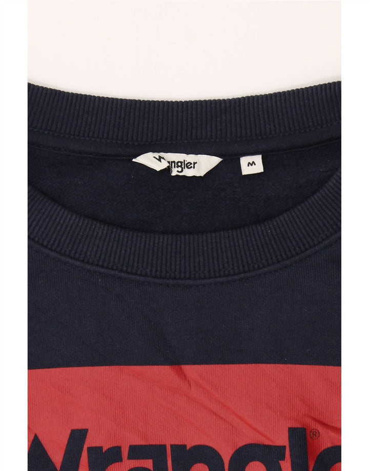 WRANGLER Womens Graphic Sweatshirt Jumper UK 14 Medium Navy Blue Cotton Vintage Wrangler and Second-Hand Wrangler from Messina Hembry 