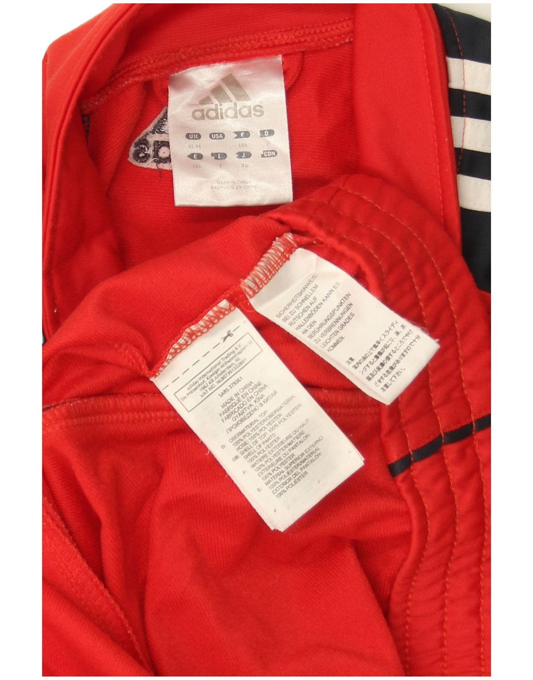 Adidas Mens Tracksuit Top Jacket UK 42/44 Large Red Colourblock Polyester