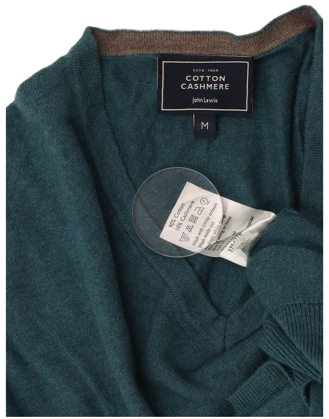 John Lewis Mens V-Neck Jumper Sweater Medium Blue Cotton