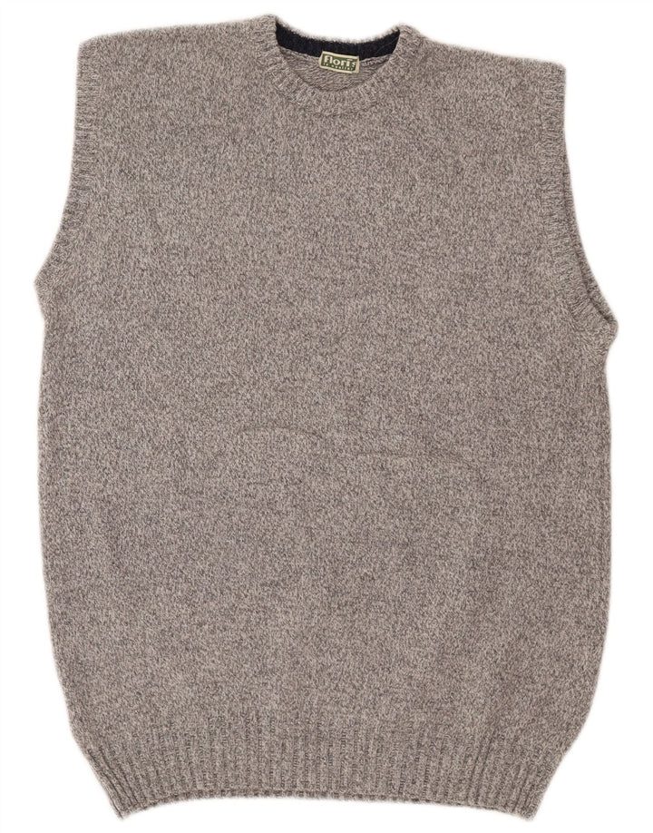 Vintage Mens Vest Tank Top Medium Grey Wool