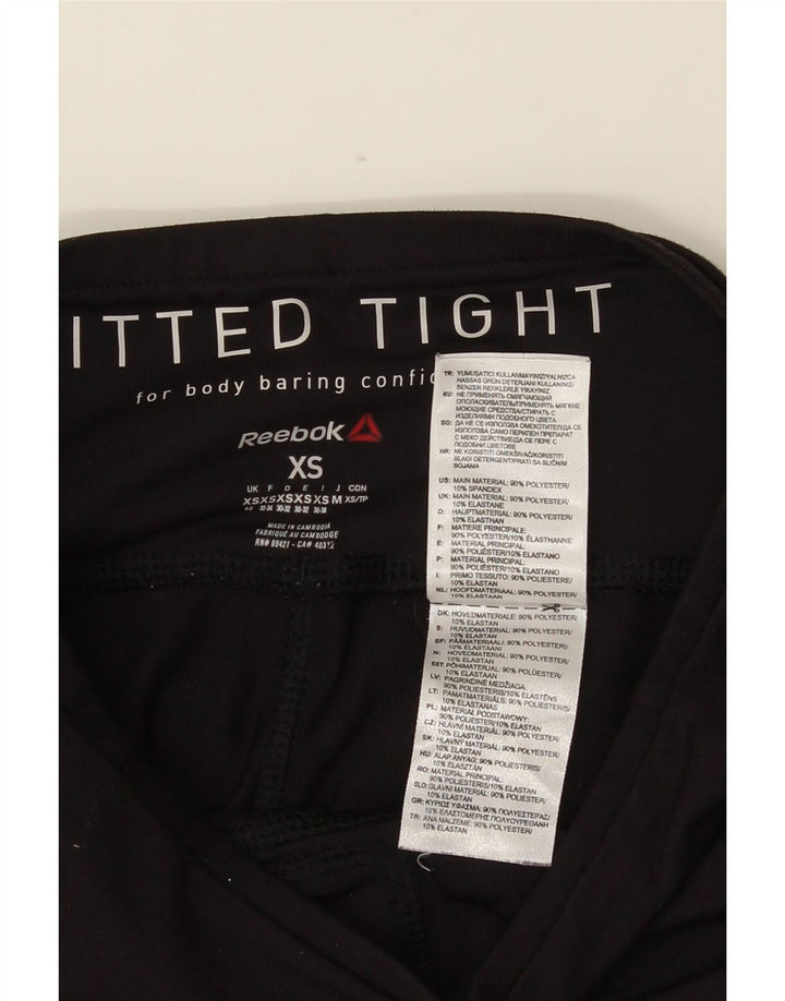 REEBOK Womens Leggings UK 4/6 XS  Black Polyester