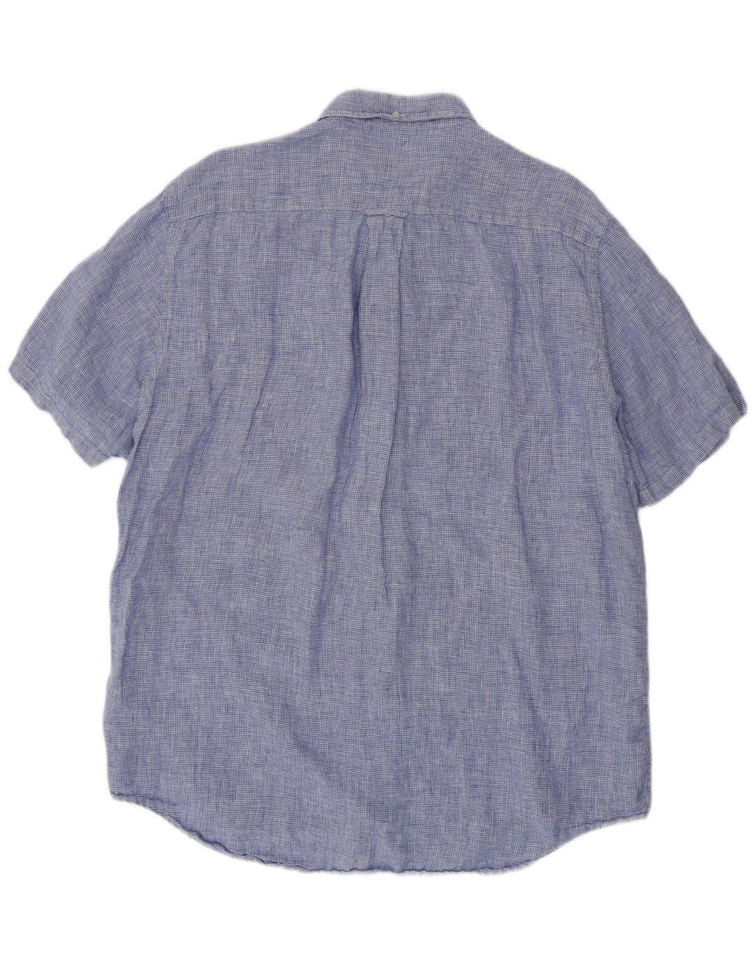 GANT Mens Short Sleeve Shirt Size 45/46 2XL Blue Houndstooth Linen