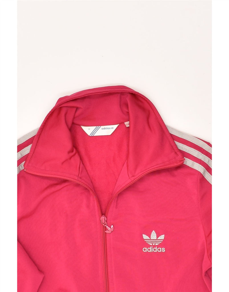 ADIDAS Womens Graphic Tracksuit Top Jacket EU 36 Small Pink Polyester | Vintage Adidas | Thrift | Second-Hand Adidas | Used Clothing | Messina Hembry 