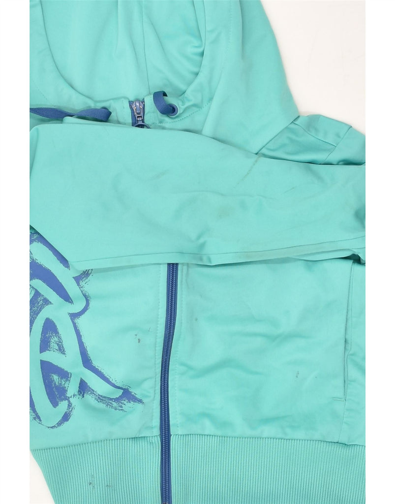 PUMA Womens Graphic Zip Hoodie Sweater UK 8 Small Turquoise Polyester | Vintage Puma | Thrift | Second-Hand Puma | Used Clothing | Messina Hembry 