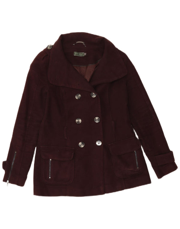 MINT VELVET Womens Pea Coat UK 10 Small Brown Cotton