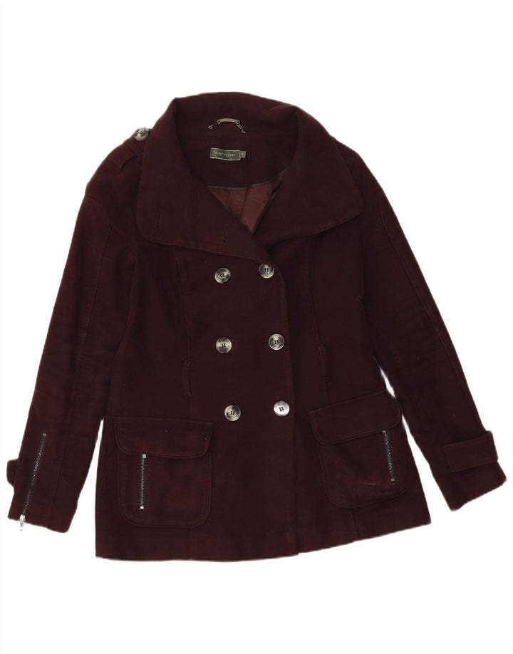 MINT VELVET Womens Pea Coat UK 10 Small Brown Cotton