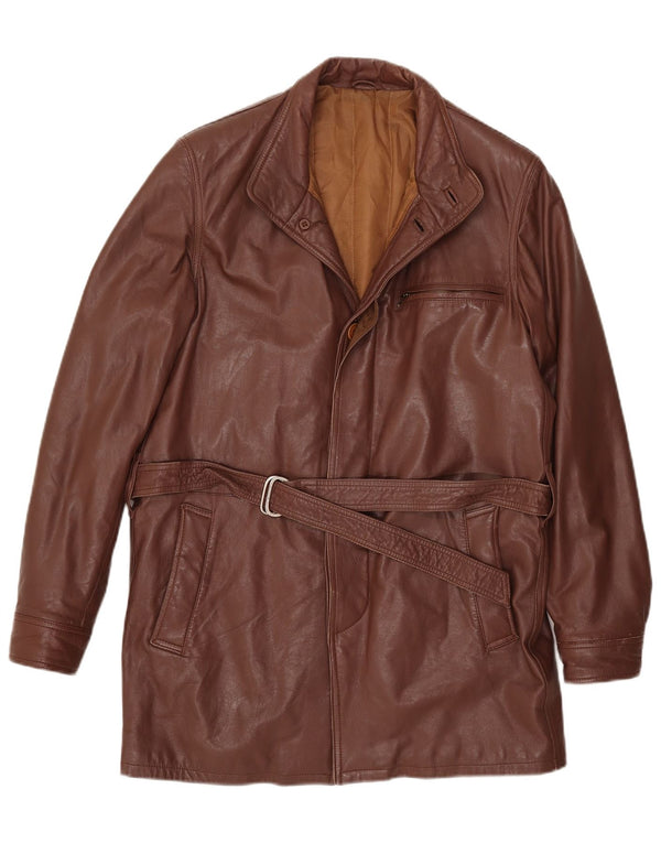 Vintage Mens Leather Coat IT 46 Small Brown