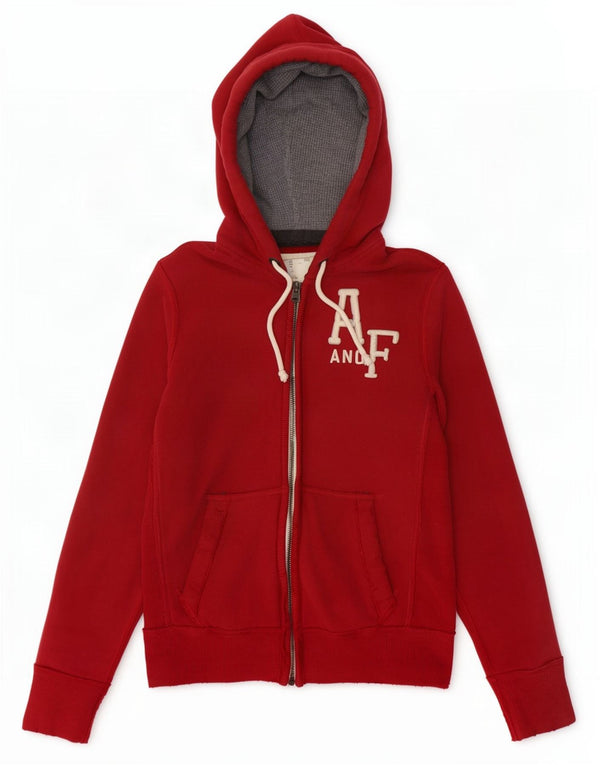 Abercrombie & Fitch Mens Distressed Zip Hoodie Sweater Small Burgundy