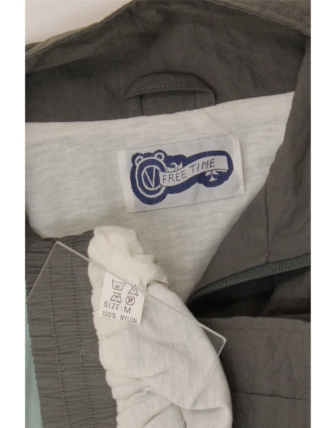 Free Time Mens Tracksuit Top Jacket Medium Grey Colourblock Nylon