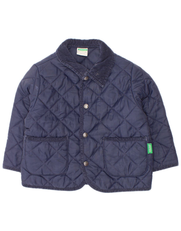 Benetton Boys Quilted Jacket 5-6 Years Navy Blue