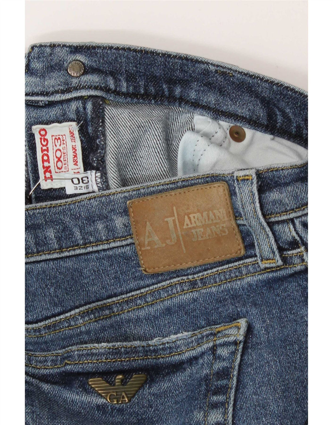 Armani Mens Bootcut Jeans W30 L29 Blue Cotton