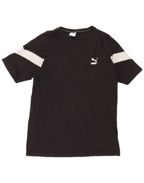 Puma Mens T-Shirt Top Large Black Colourblock Cotton