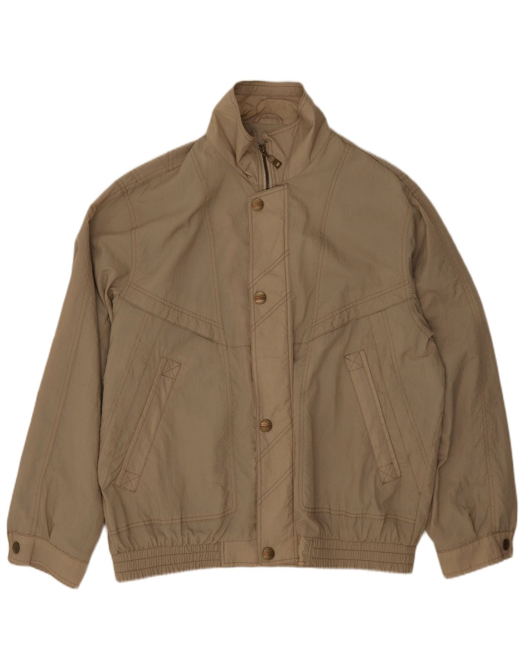 Vintage Mens Bomber Jacket UK 42 XL Beige Polyester