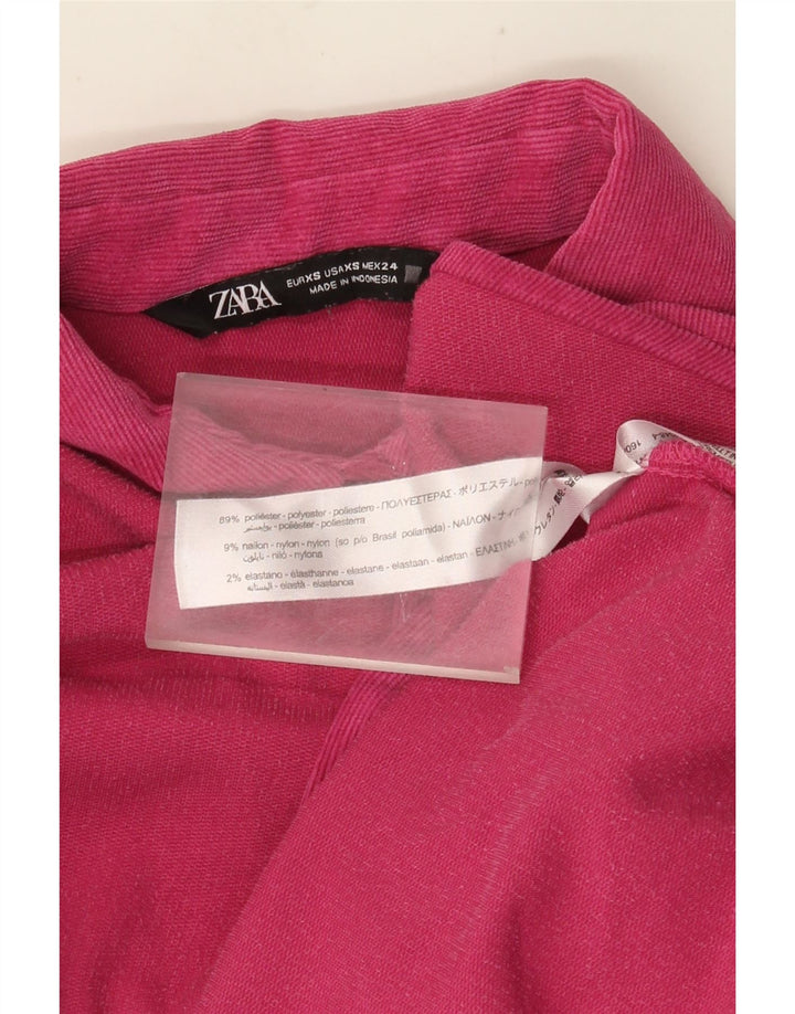 Zara Womens Oversized Flannel Shirt UK 6 XS Pink Polyester