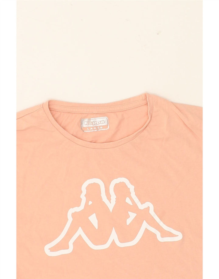 KAPPA Womens Graphic T-Shirt Top UK 14 Large Beige Vintage Kappa and Second-Hand Kappa from Messina Hembry 