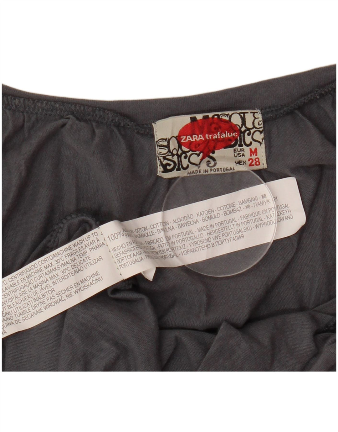 ZARA Womens Trafaluc 3/4 Sleeve Blouse Top UK 12 Medium Grey Cotton