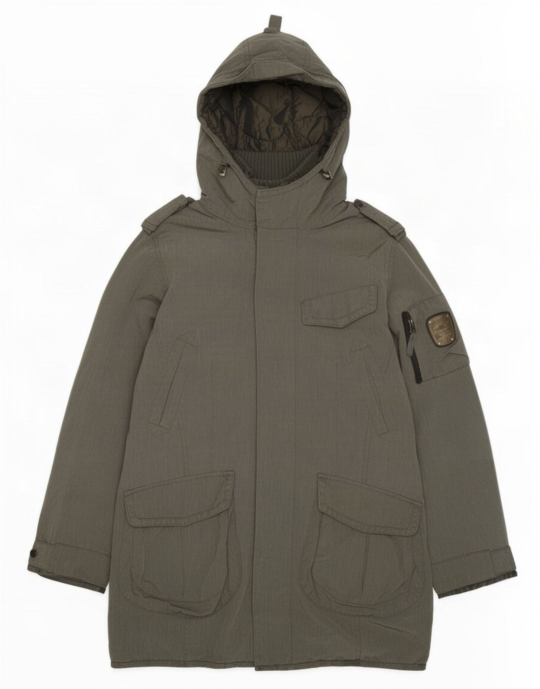 Dekker Mens Military Hooded Parka Jacket UK 36 Small Grey Polyamide