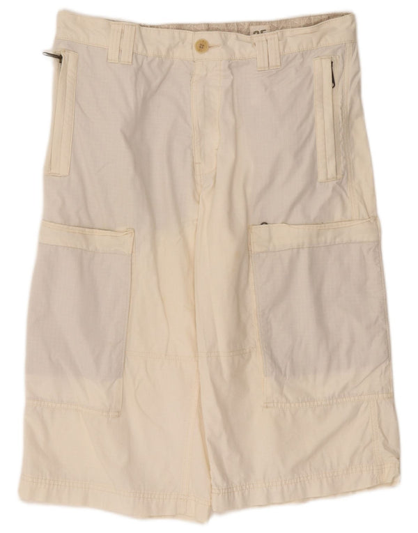 Timberland Mens Cargo Shorts W35 Large Off White Cotton