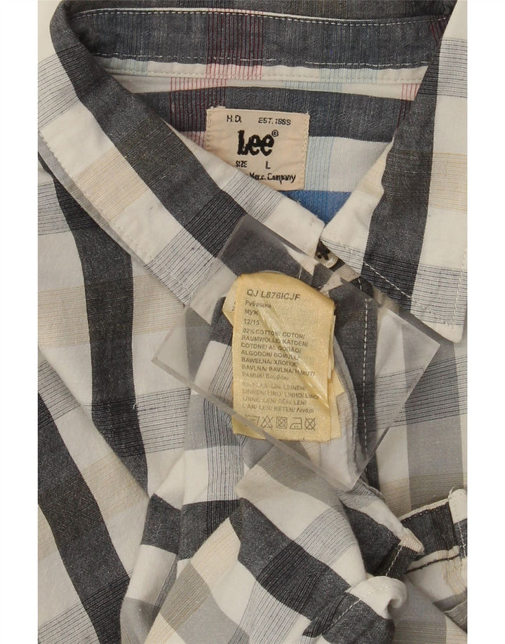 Lee Mens Shirt Large Grey Check Cotton