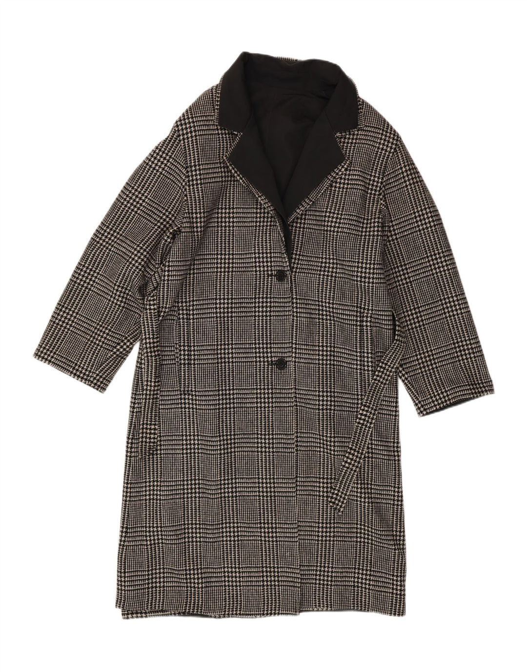 VINTAGE Womens Overcoat UK 12 Medium Grey Houndstooth
