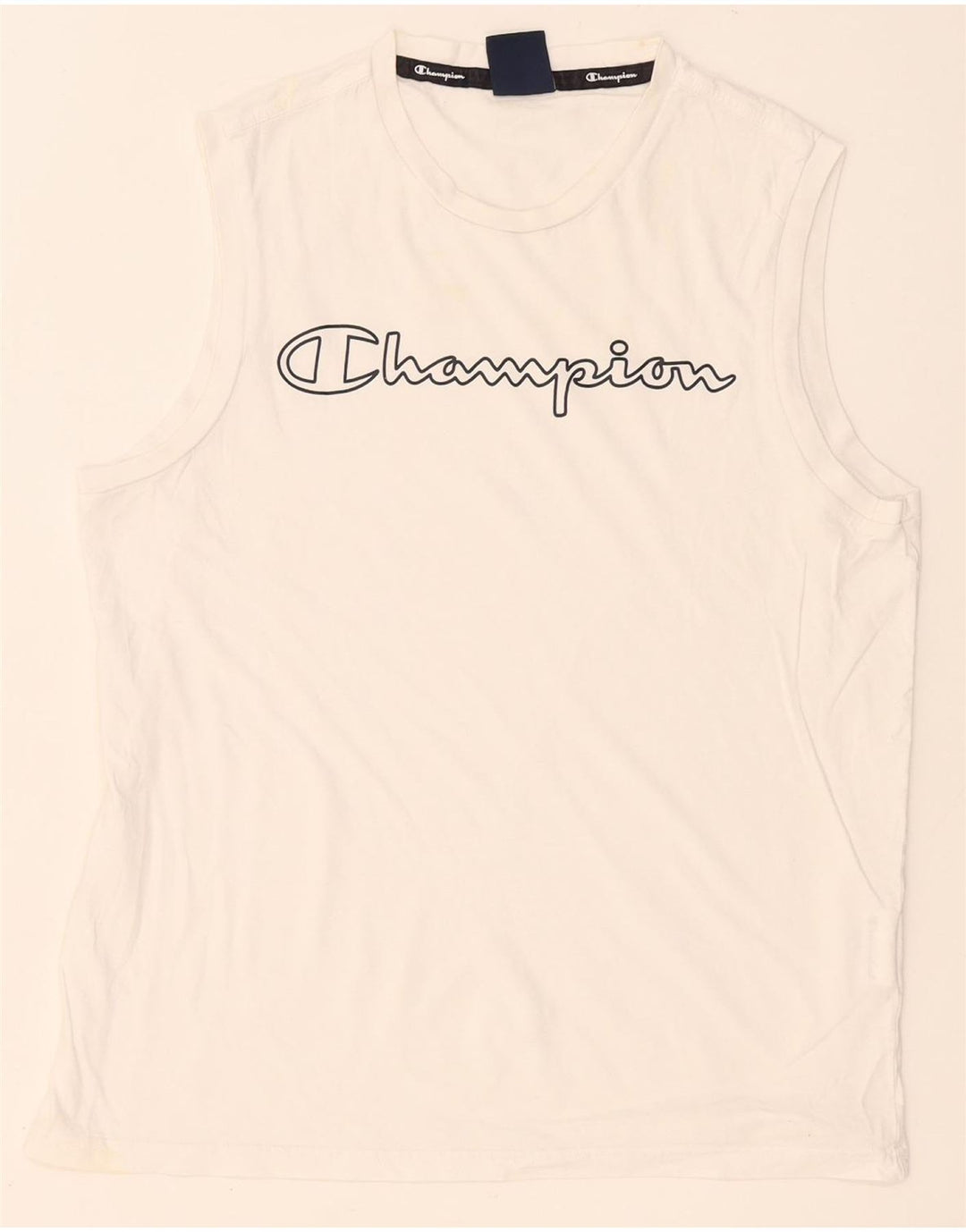 Champion Mens Graphic Vest Top Medium White Cotton