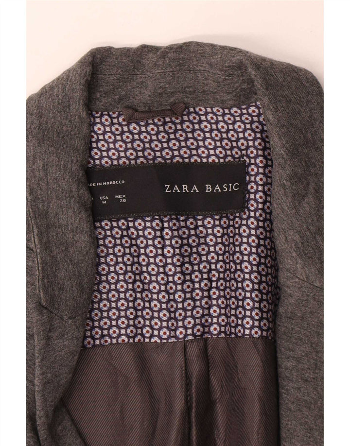 Zara Womens 1 Button Blazer Jacket UK 14 Medium Grey Acetate