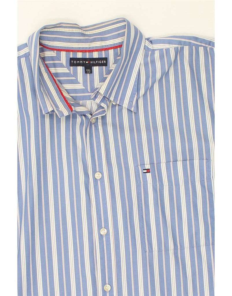 TOMMY HILFIGER Mens Shirt 2XL Blue Striped Cotton Vintage Tommy Hilfiger and Second-Hand Tommy Hilfiger from Messina Hembry 