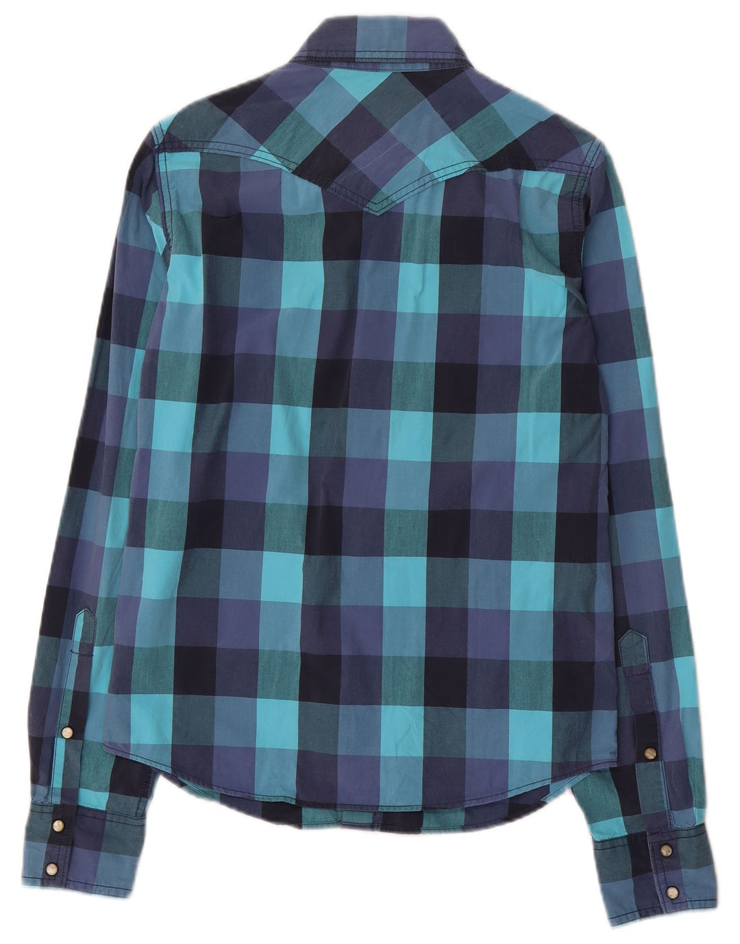 Hollister Mens Western Shirt Small Blue Gingham Cotton