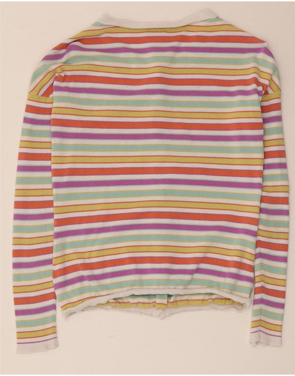 Lacoste Womens Crop Cardigan Sweater Size 36 Small Multicoloured Striped