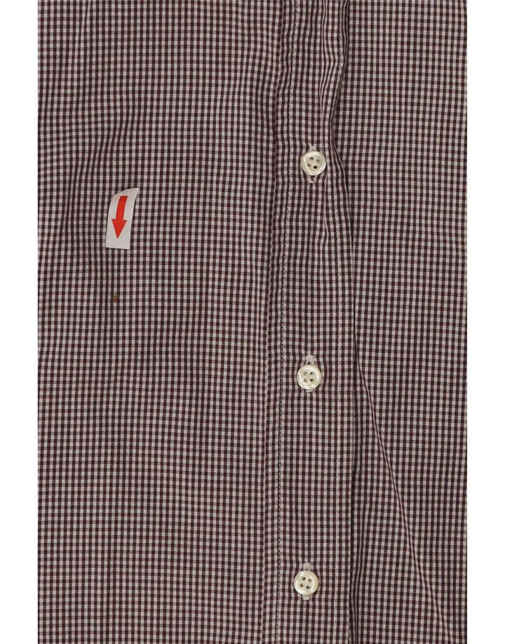 Benetton Womens Shirt UK 16 Large Brown Gingham