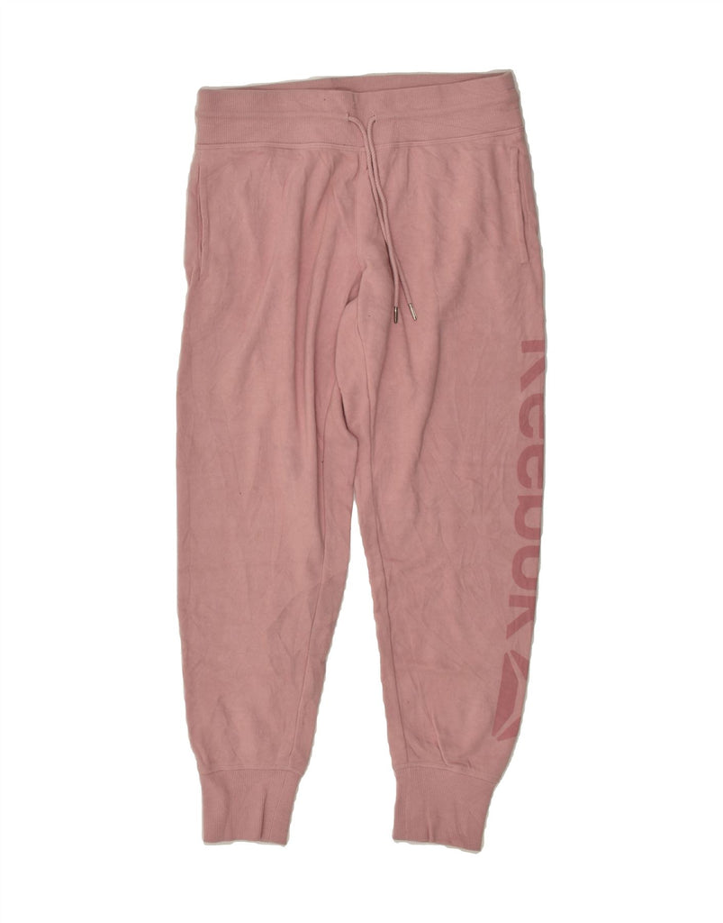 REEBOK Womens Graphic Tracksuit Trousers Joggers UK 10 Small Pink Cotton | Vintage Reebok | Thrift | Second-Hand Reebok | Used Clothing | Messina Hembry 