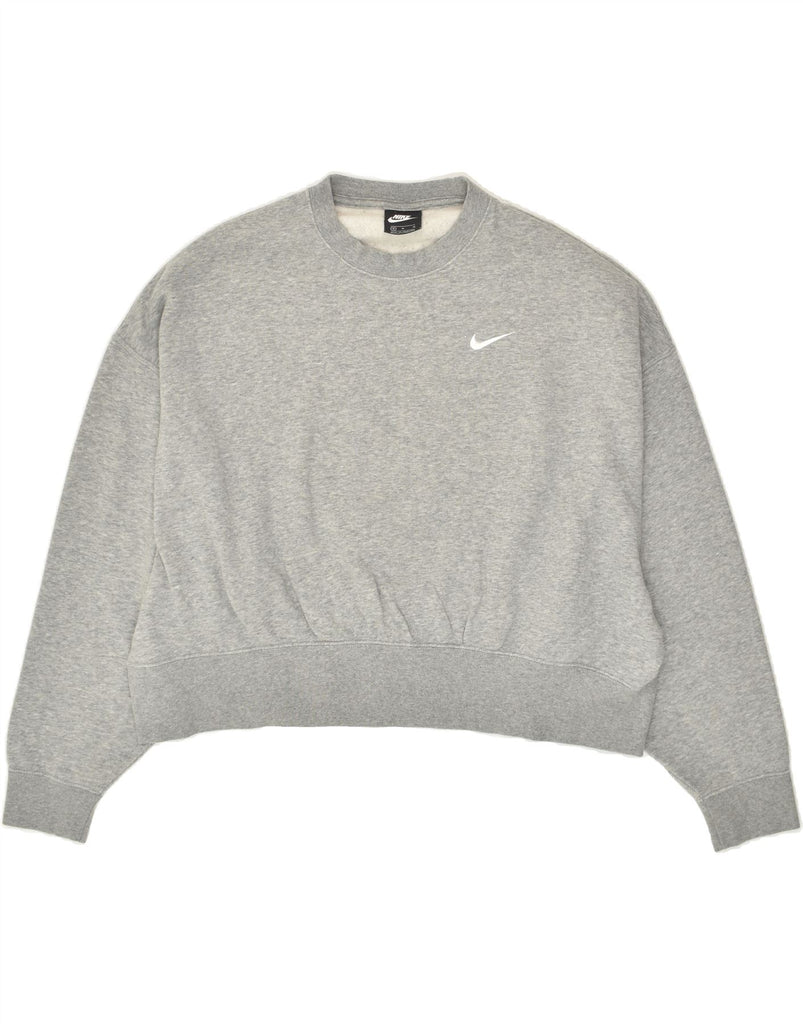NIKE Womens Oversized Sweatshirt Jumper UK 14 Medium Grey Cotton | Vintage Nike | Thrift | Second-Hand Nike | Used Clothing | Messina Hembry 