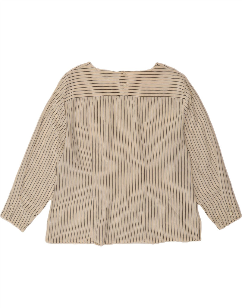 MARINA RINALDI Womens Long Sleeve Blouse Top Size 25 Large Beige Pinstripe Vintage Marina Rinaldi and Second-Hand Marina Rinaldi from Messina Hembry 