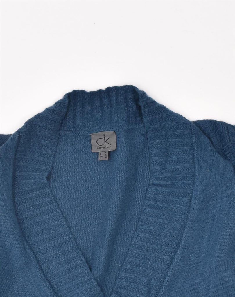 CALVIN KLEIN Womens V-Neck Jumper Sweater UK 12 Medium Blue Lambswool | Vintage | Thrift | Second-Hand | Used Clothing | Messina Hembry 