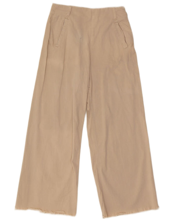 Zara Womens Wide Leg Chino Trousers EU 36 XS W26 L26 Beige