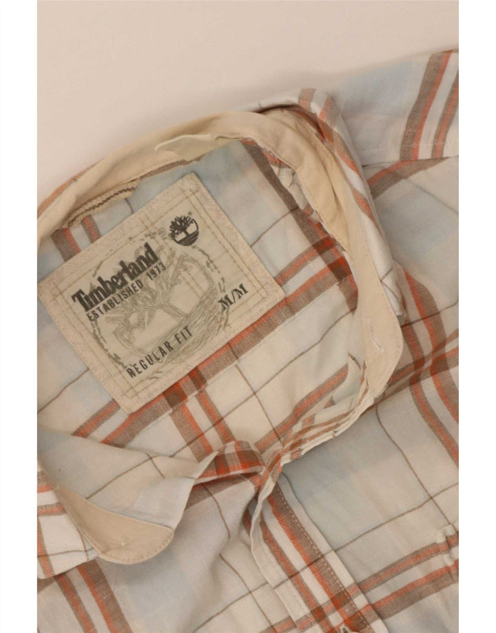 Timberland Mens Regular Fit Short Sleeve Shirt Medium White Check