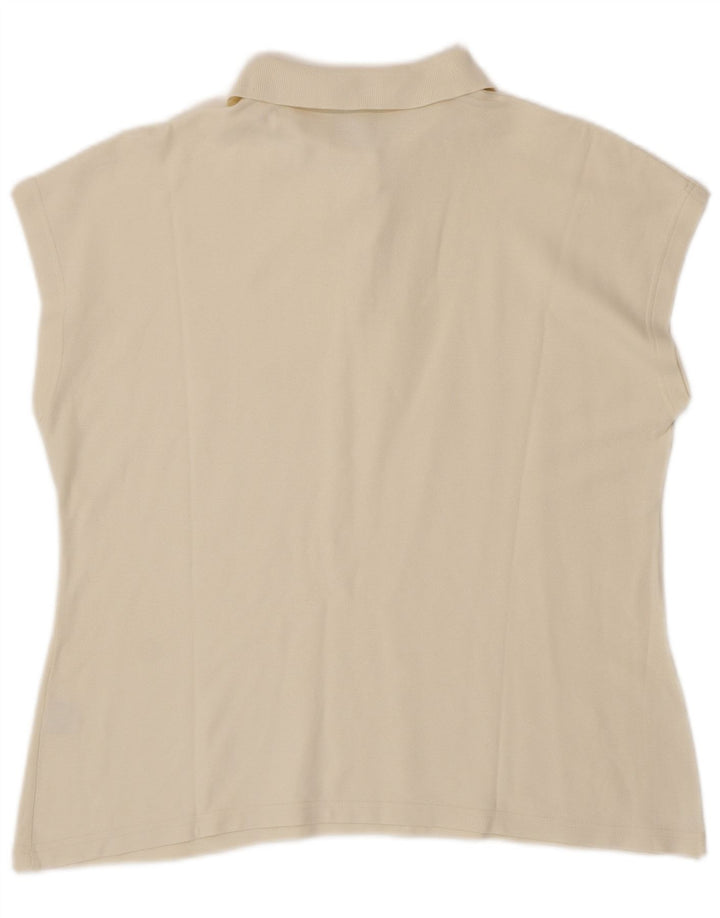 FILA Womens Sleeveless Polo Shirt IT 54 2XL Off White Cotton