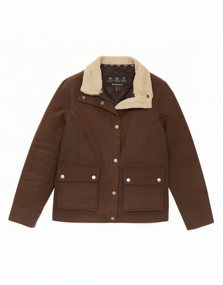 Barbour Womens Waxed Cotton Jacket UK 8 Small Brown