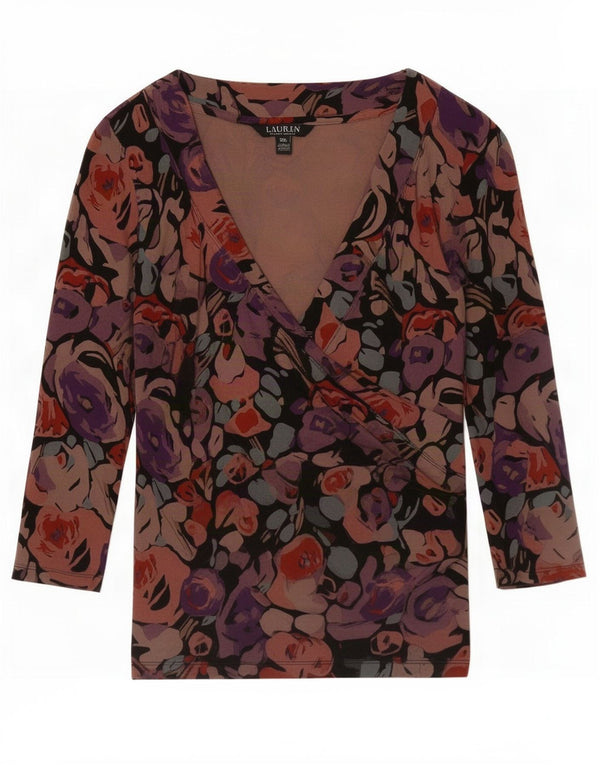 Ralph Lauren Womens Top 3/4 Sleeve UK 10 Small Multicoloured Floral Viscose