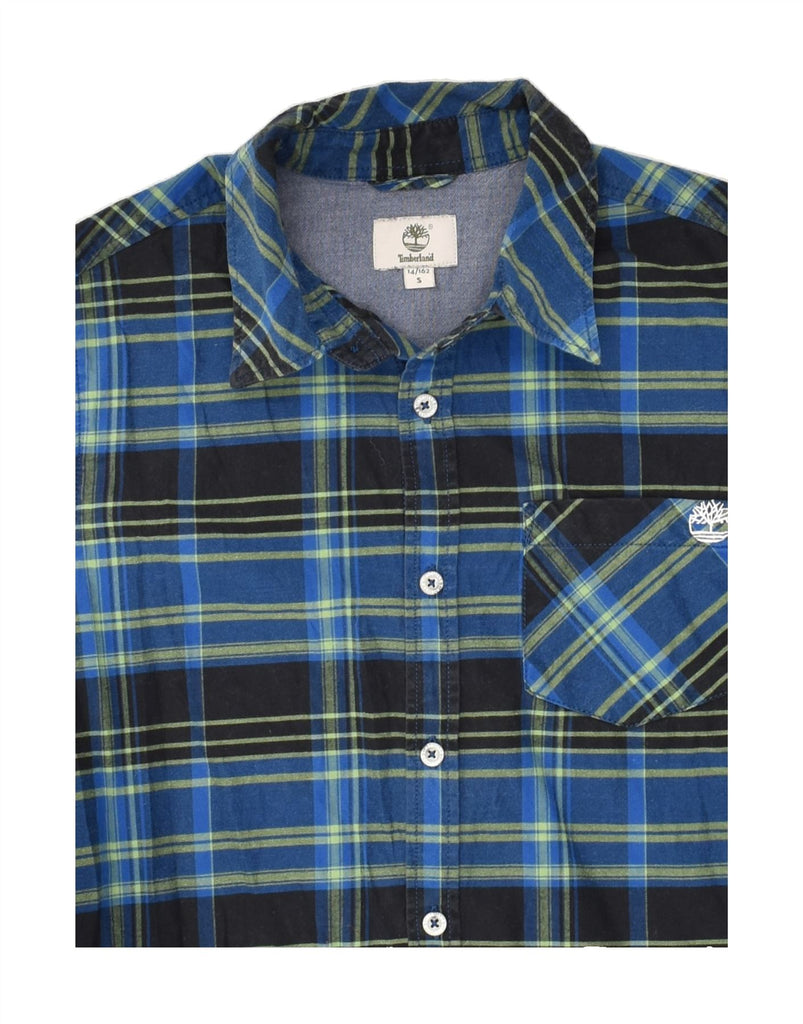 TIMBERLAND Boys Shirt 13-14 Years Small  Blue Check Cotton | Vintage Timberland | Thrift | Second-Hand Timberland | Used Clothing | Messina Hembry 