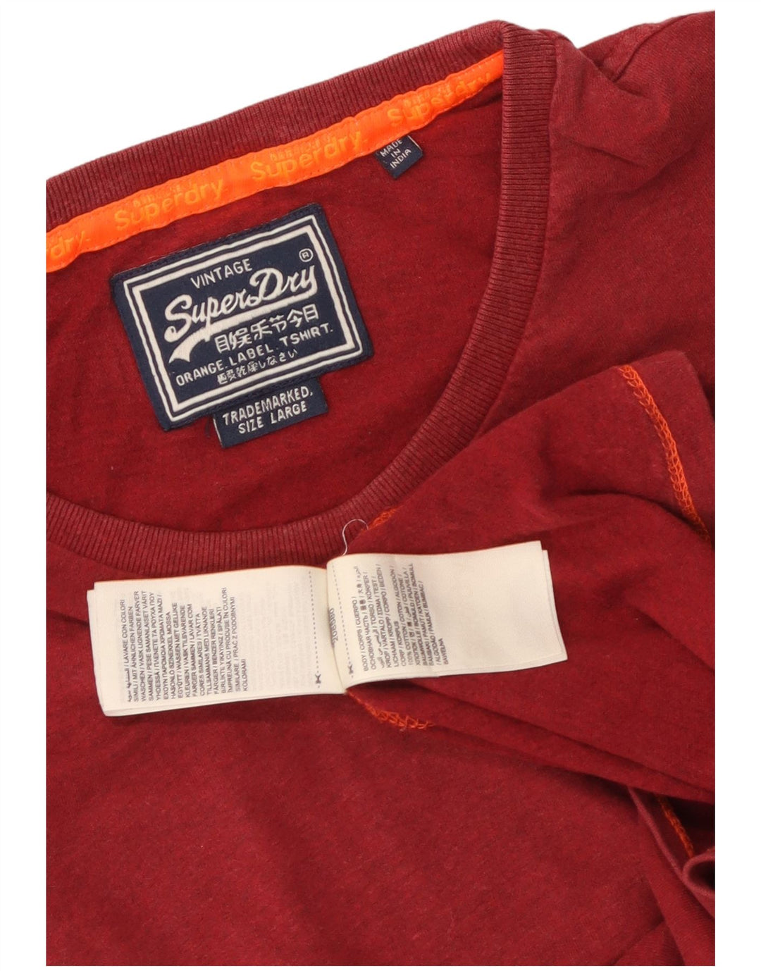 Superdry Mens T-Shirt Top Large Red Cotton