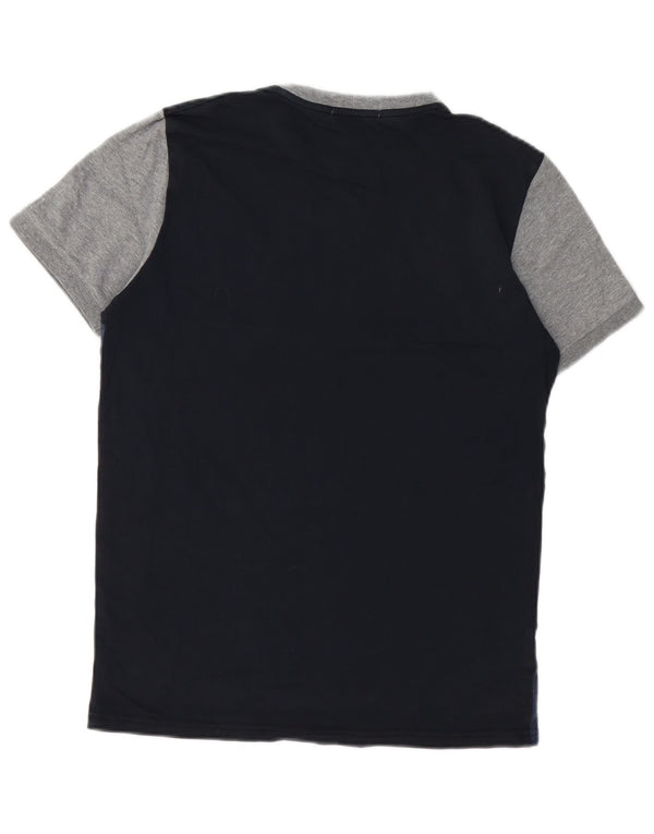 Fred Perry Mens T-Shirt Top Small Navy Blue Colourblock Cotton