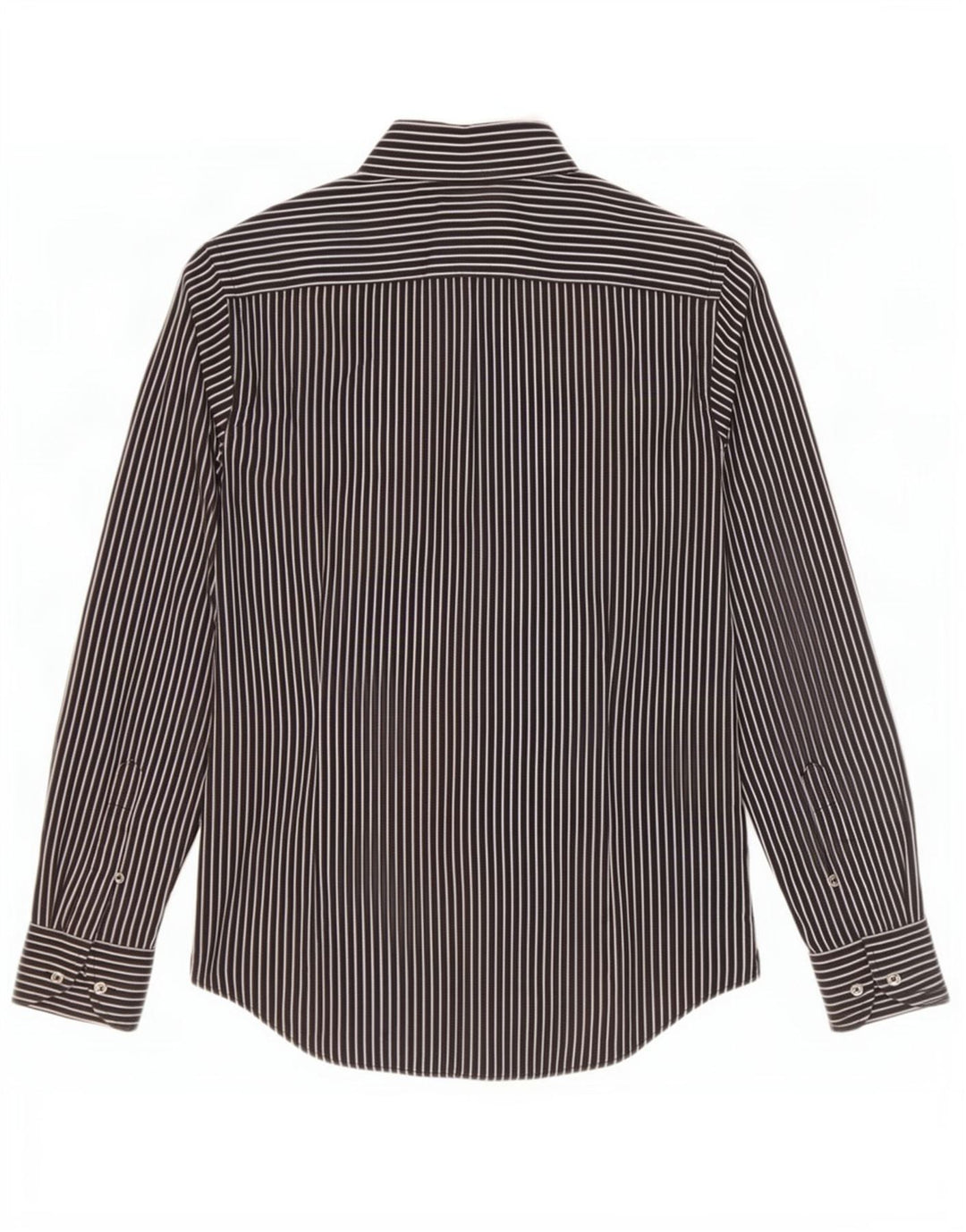 Benetton Womens Shirt UK 12 Medium Black Pinstripe Cotton