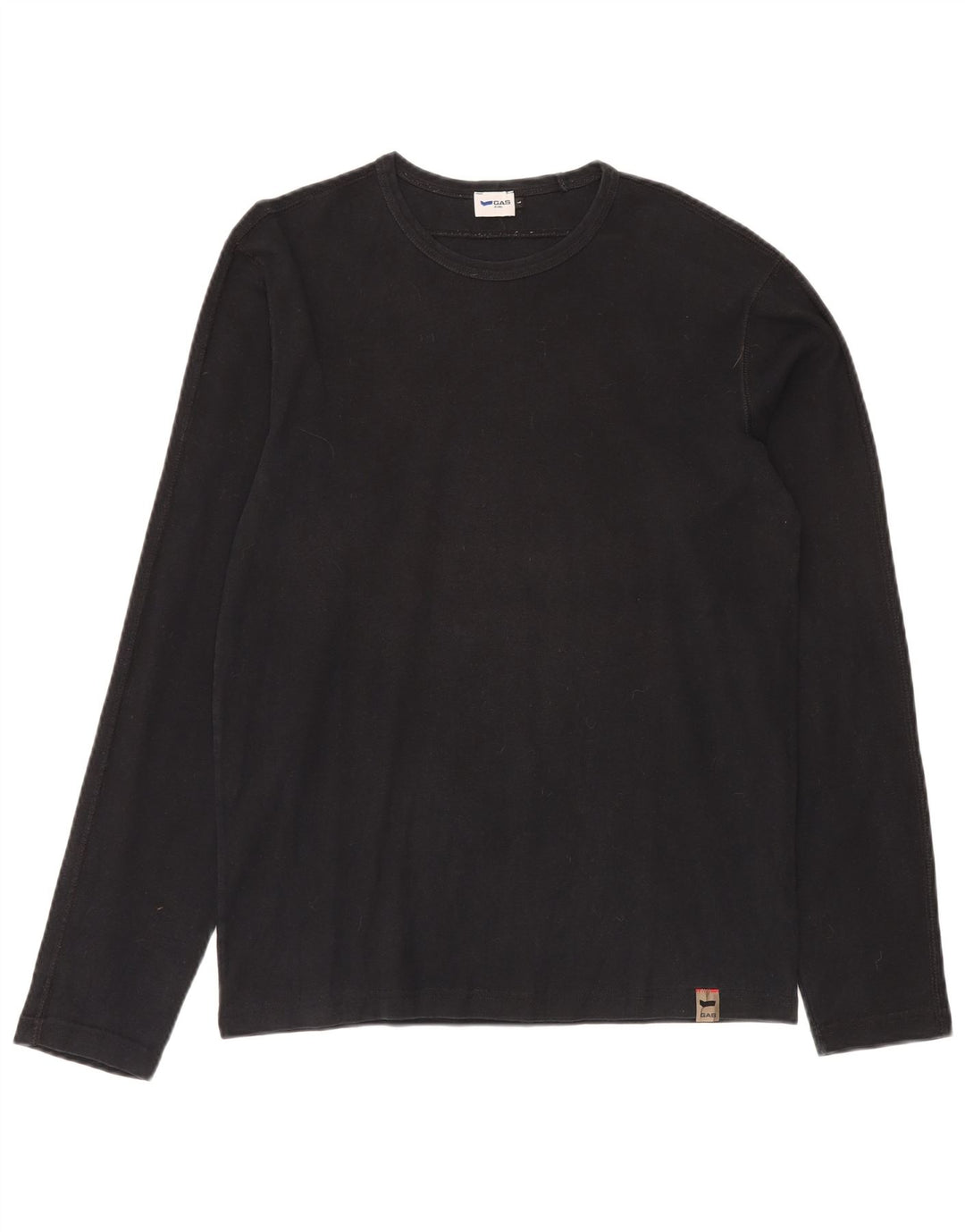GAS Mens Top Long Sleeve Large Black Cotton