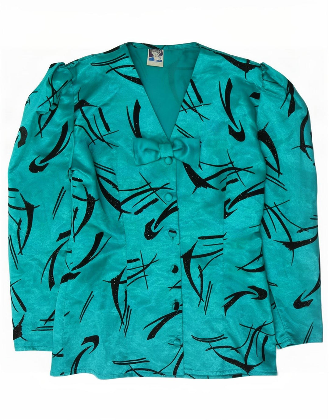Yessica Womens Abstract Pattern Shirt Blouse UK 12 Medium Green Polyester