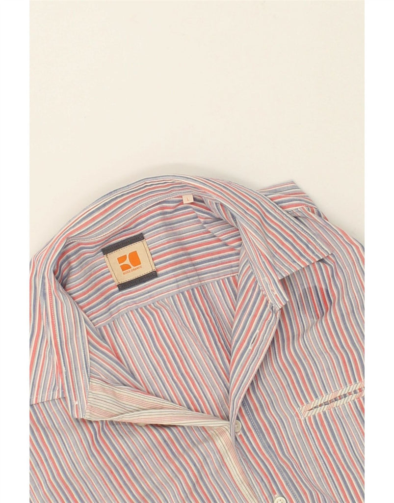 BOSS ORANGE Mens Shirt Large Multicoloured Striped Cotton Vintage Boss Orange and Second-Hand Boss Orange from Messina Hembry 