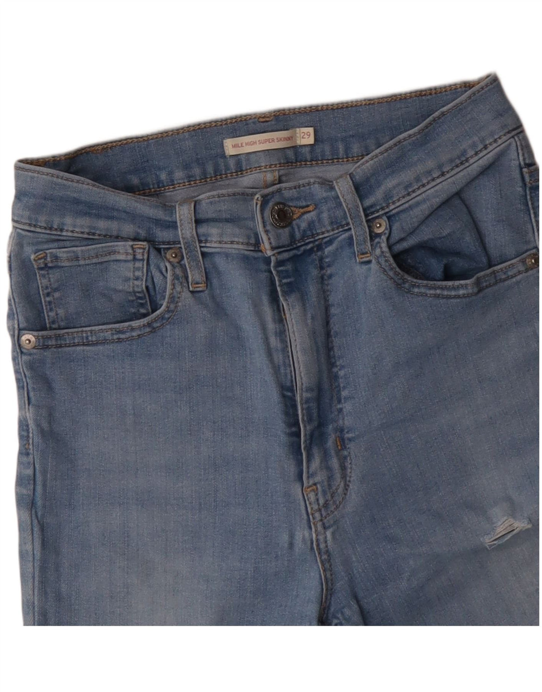 LEVI'S Womens Mile High Super Skinny Jeans W29 L28 Blue Cotton