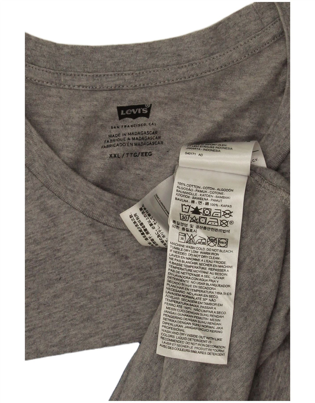 Levi's Mens Graphic T-Shirt Top 2XL Grey Cotton