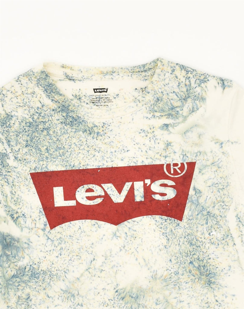 LEVI'S Womens Graphic T-Shirt Top UK 4 XS White Tie Dye Cotton | Vintage Levi's | Thrift | Second-Hand Levi's | Used Clothing | Messina Hembry 